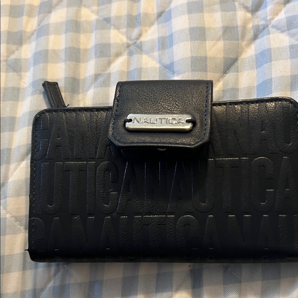 Nautica Navy Wallet with Silver Logo